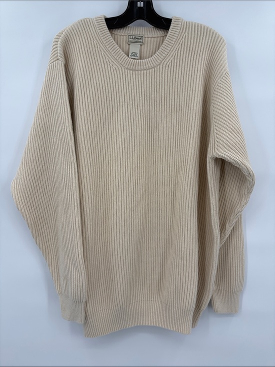 L.L. Bean Other - L.L. Bean Men’s 100% Cotton Ribbed Crewneck Sweater in Cream Size XXL - Tall